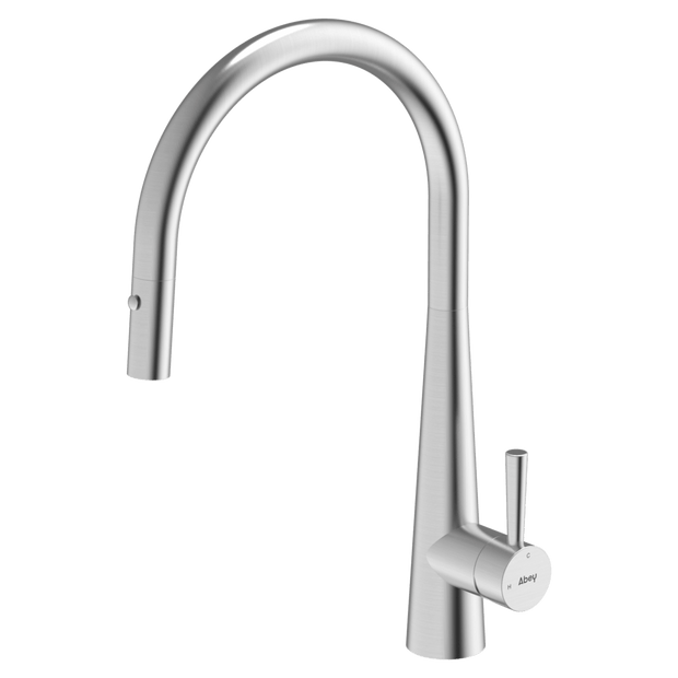 304 Gooseneck Pull Out with Dual Spray Function Kitchen Mixer in Brushed Steel