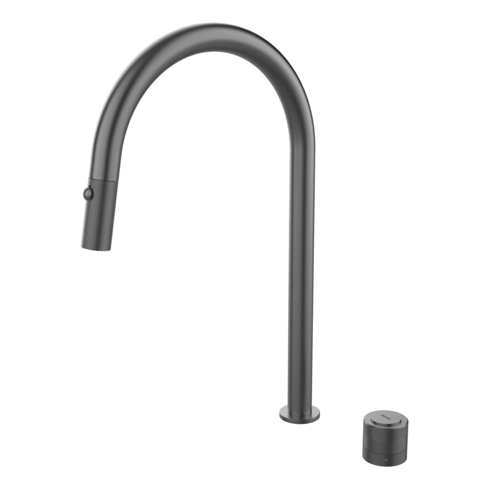 304 Pull out Spout push button with dual spray function kitchen mixer in Black Pearl