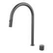 304 Pull out Spout push button with dual spray function kitchen mixer in Black Pearl