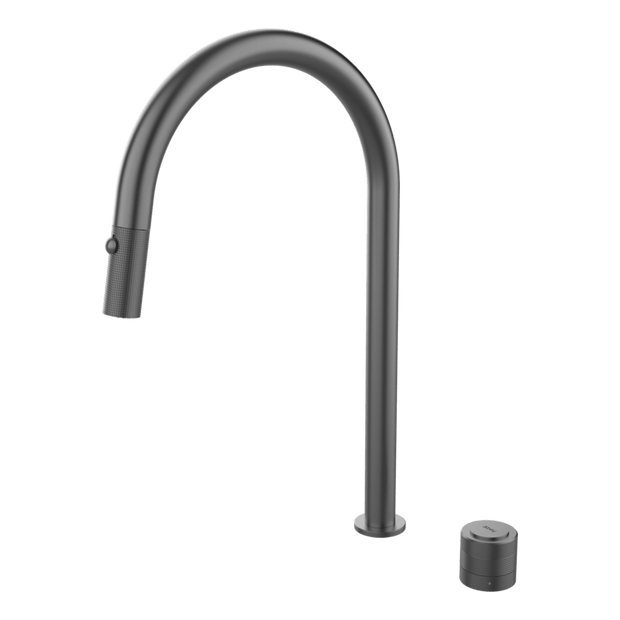 304 Pull out Spout push button with dual spray function kitchen mixer in Black Pearl