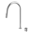 304 Pull out Spout push button with dual spray function kitchen mixer in Brushed Stainless Steel