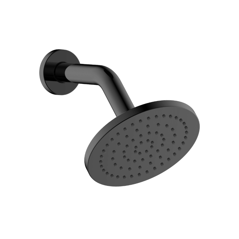 ABS 150mm Round Shower with 190mm Arm in Black