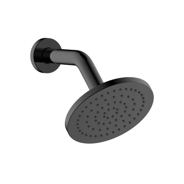 ABS 150mm Round Shower with 190mm Arm in Black