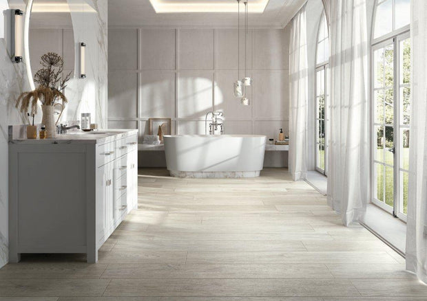 Cerreto Champagne Timber Look Porcelain Tiles in a room setting
