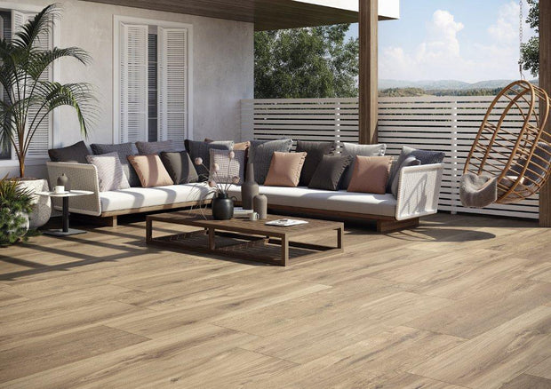 Cerreto Chardonnay Timber Look Porcelain Tiles in a room setting