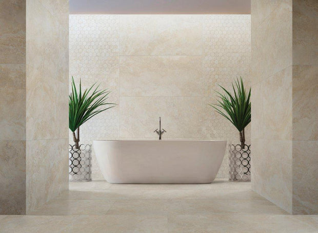 Imperial Navona Matt Stone Look Porcelain Tiles in a room setting