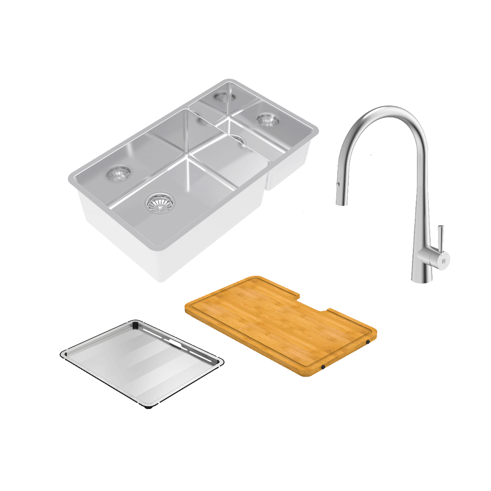 Lucia Bowl and Three Quarter With KTA014-BR Kitchen Mixer, Drain Tray and Cutting Board