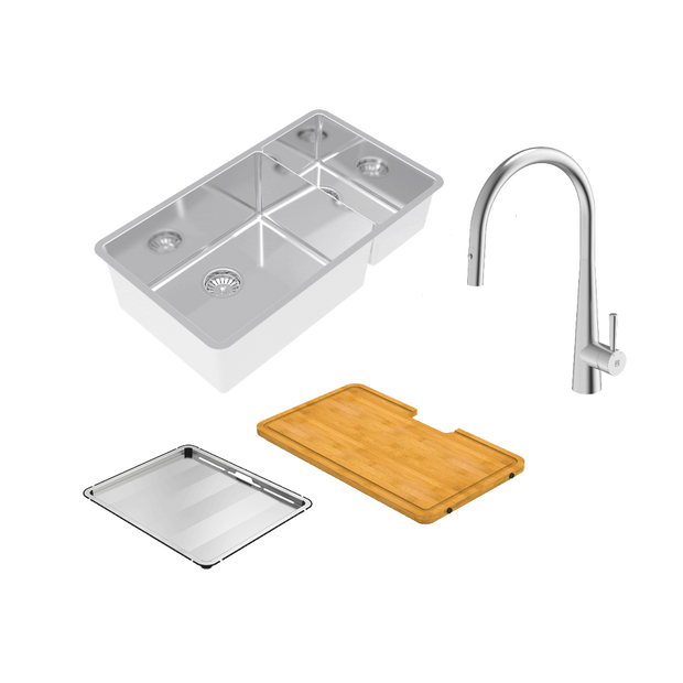 Lucia Bowl and Three Quarter With KTA014-BR Kitchen Mixer, Drain Tray and Cutting Board