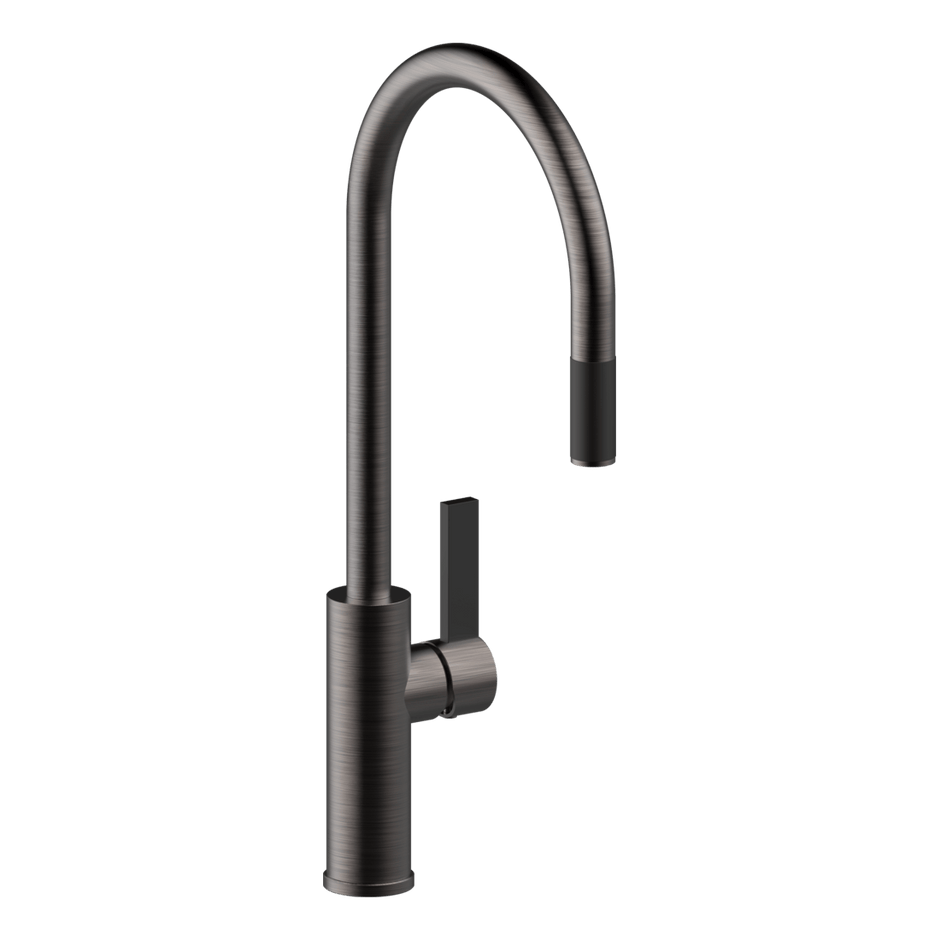 Luz Gooseneck Pull-Out Mixer in Black Brushed Nickel