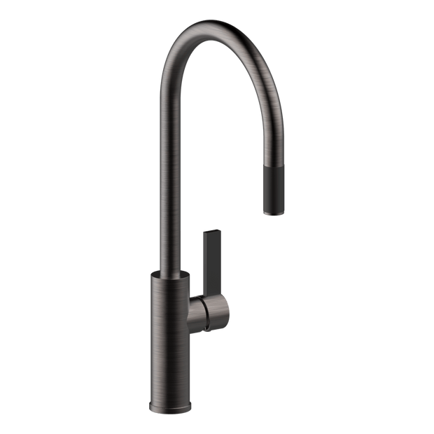 Luz Gooseneck Pull-Out Mixer in Black Brushed Nickel