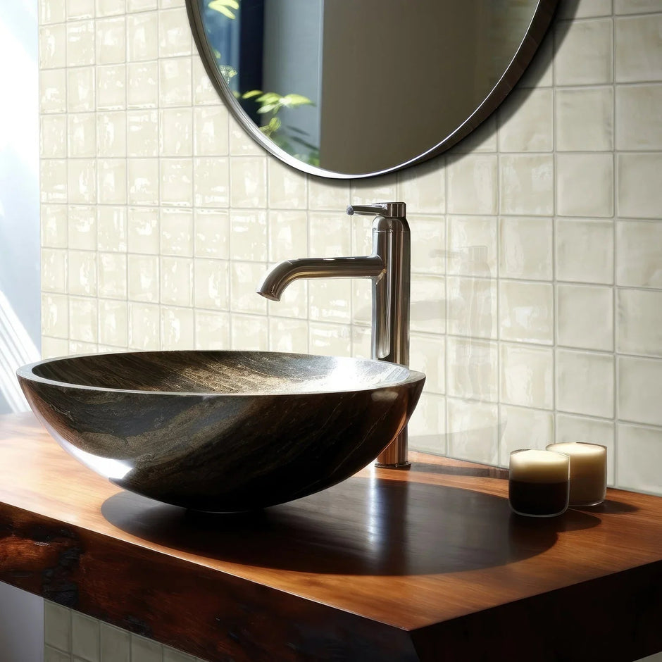 Luxe Beige Porcelain Tiles in a room setting