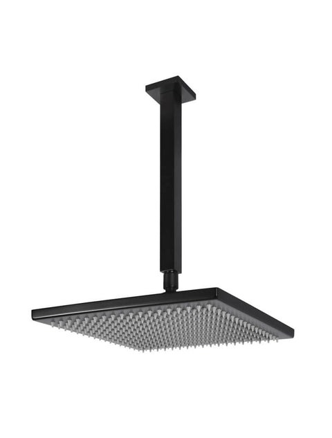 Meir Square Ceiling Shower 300mm rose, 200mm dropper in Matte Black shower set