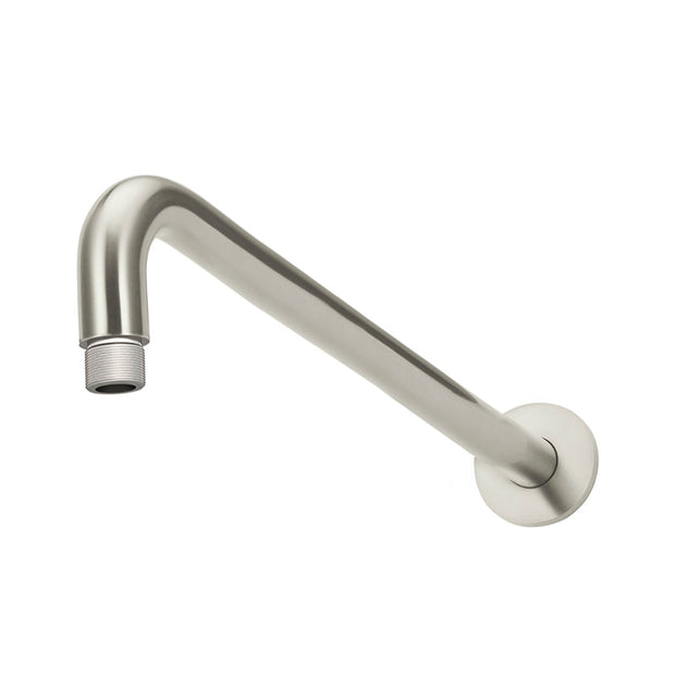 Round Wall Shower Curved Arm 400mm - PVD Brushed Nickel