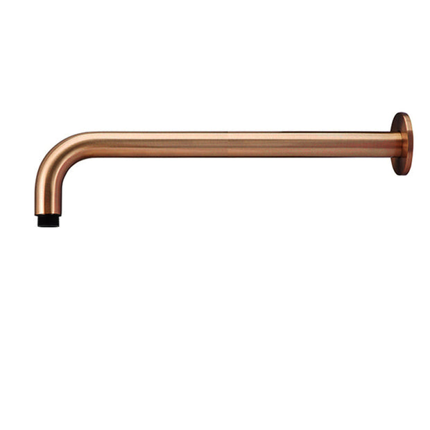 Round Wall Shower Curved Arm 400mm - Lustre Bronze