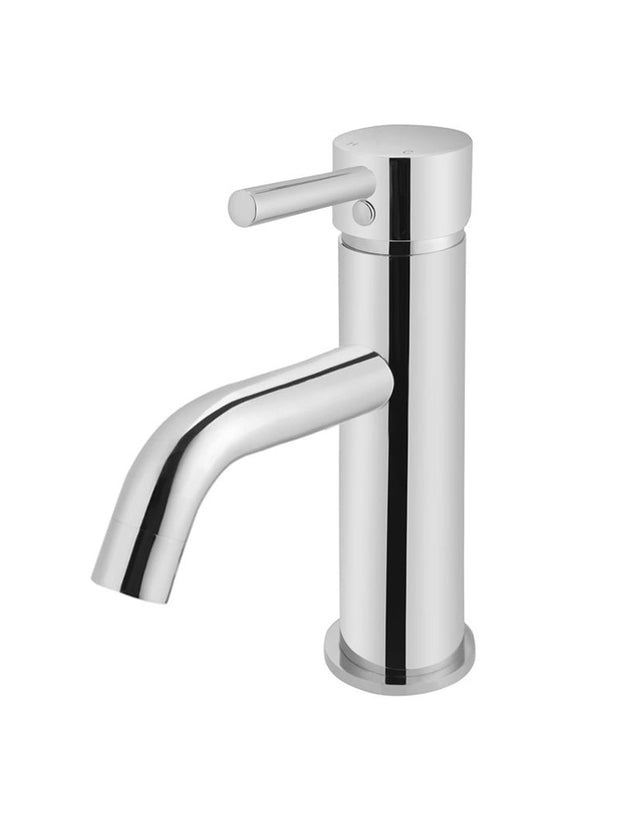 Round Basin Mixer Curved in Polished Chrome