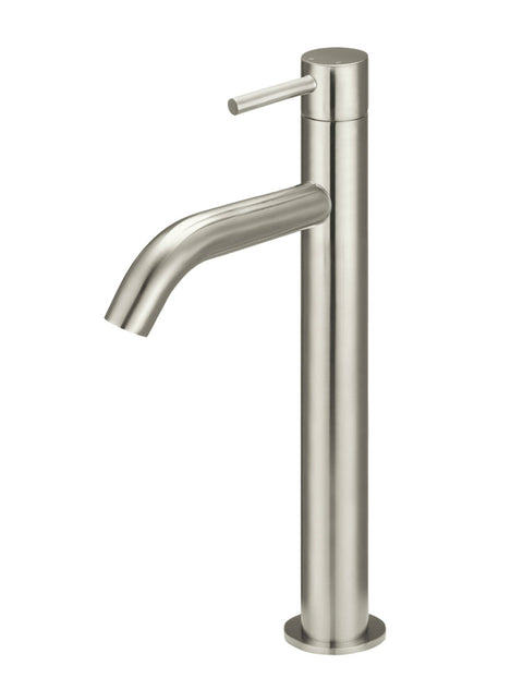 Meir Piccola Tall Basin Mixer Tap with 130mm Spout, PVD Brushed Nickel