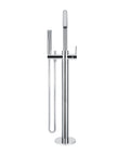 Round Freestanding Bath Spout and Hand Shower - Polished Chrome