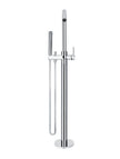 Round Freestanding Bath Spout and Hand Shower - Polished Chrome