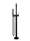Round Freestanding Bath Spout and Hand Shower - Matte Black