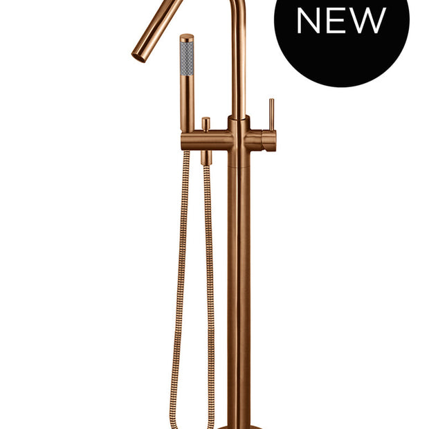 Round Freestanding Bath Spout and Hand Shower