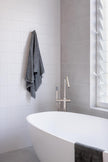 Round Pinless Freestanding Bath Spout and Hand Shower - PVD Brushed Nickel