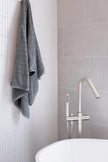 Round Pinless Freestanding Bath Spout and Hand Shower - PVD Brushed Nickel