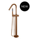 Round Pinless Freestanding Bath Spout and Hand Shower