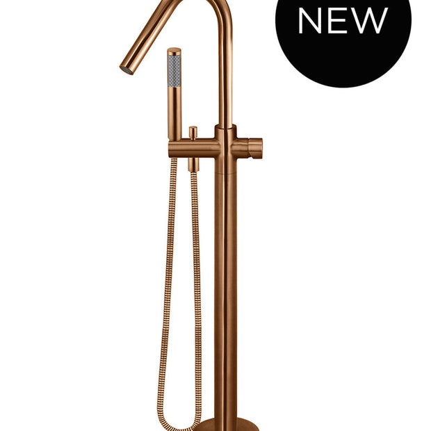 Round Pinless Freestanding Bath Spout and Hand Shower