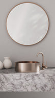 Round Gooseneck Basin Mixer with Cold Start - Champagne