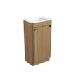 Aulic Mini Hartelle Fluted Floor Standing Harvest Oak Cabinet space saver vanity