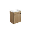 Aulic Mini Hartelle Fluted Wall Hung Harvest Oak Cabinet space saver vanity