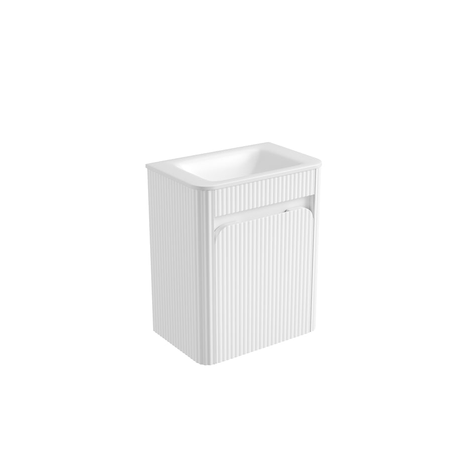 Mini Hartelle Fluted Wall Hung Matte White Cabinet