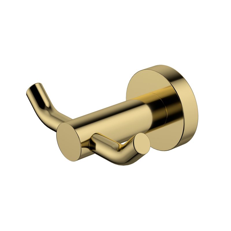 Mirage Double Robe Hook - polished-brass