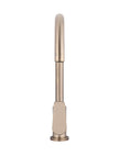 Round Gooseneck Kitchen Mixer Tap with Paddle Handle - Champagne