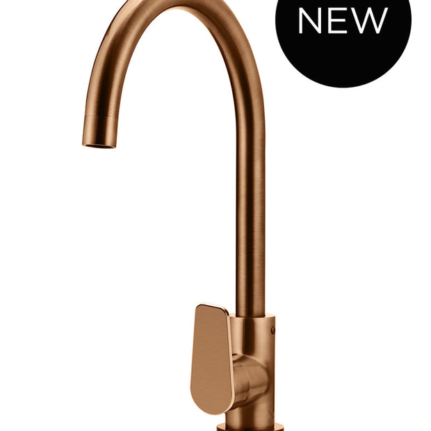Round Gooseneck Kitchen Mixer Tap with Paddle Handle