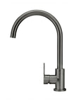 Round Gooseneck Kitchen Mixer Tap with Paddle Handle - Shadow Gunmetal