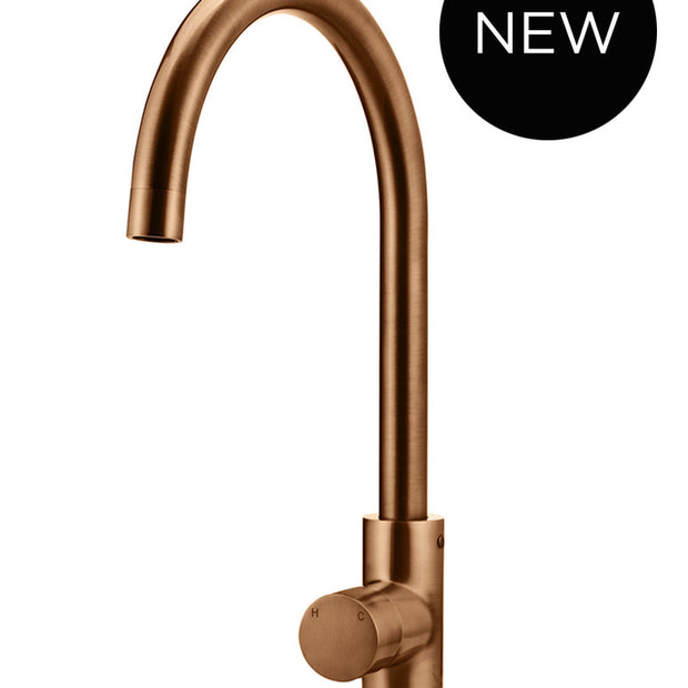 Round Gooseneck Kitchen Mixer Tap with Pinless Handle