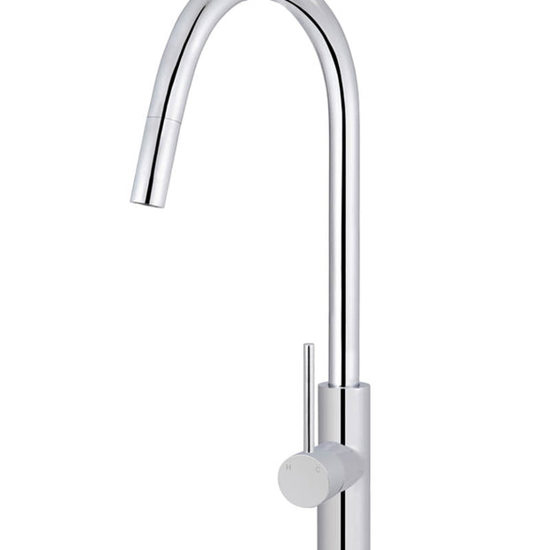 Round Piccola Pull Out Kitchen Mixer Tap - Polished Chrome