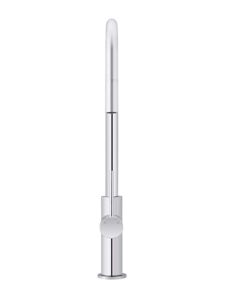 Round Piccola Pull Out Kitchen Mixer Tap - Polished Chrome