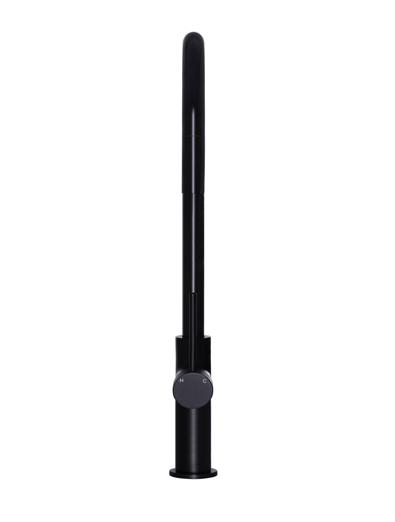 Round Piccola Pull Out Kitchen Mixer Tap - Matte Black