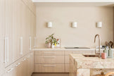 Round Paddle Piccola Pull Out Kitchen Mixer Tap - Champagne