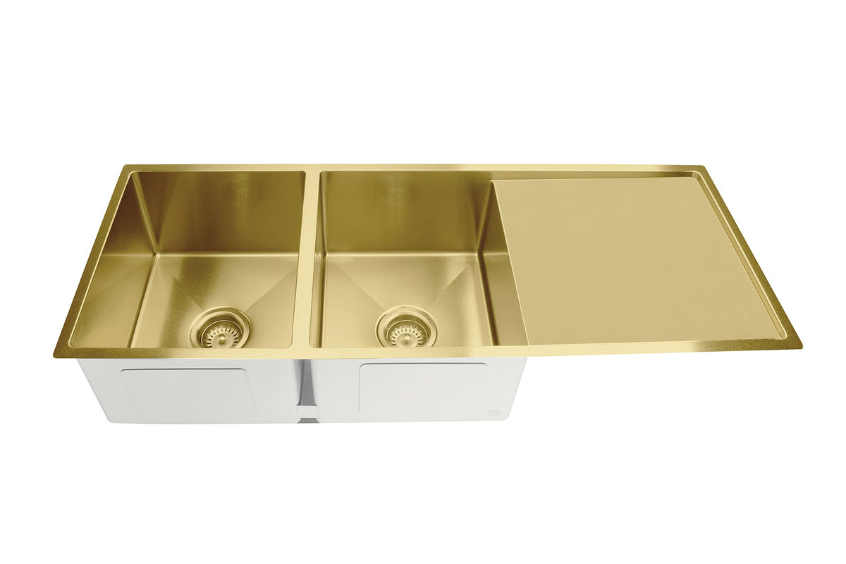 Lavello Kitchen Sink - Double Bowl & Drainboard 1160 x 440 - Tiger Bronze