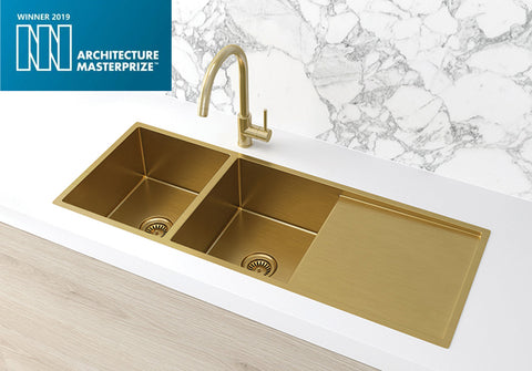 Meir Lavello Kitchen Sink, Double Bowl and Drainboard 1160 x 440