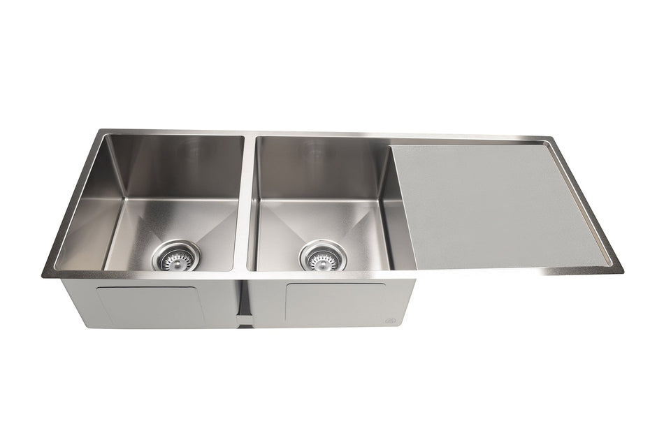 Lavello Kitchen Sink - Double Bowl & Drainboard 1160 x 440 - PVD Brushed Nickel