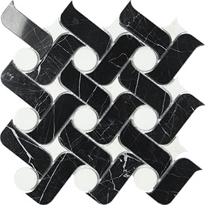 Ark Nero Marquina + carrara Natural Stone Mosaic tile