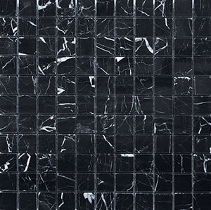 Classic Nero Marquina Tumbled Natural Stone Mosaic 300x300mm (MM-NERM-25P) tile