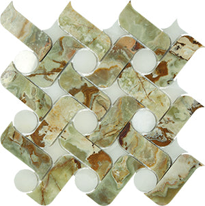 Ark Natural Stone Mosaic Green Onyx + white Onyx 300x300