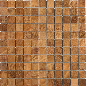 Classic Timber Brown Polished Natural Stone Mosaic 300x300mm tile