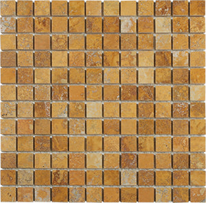 Classic Travertine Giallo Polished Natural Stone Mosaic 300x300)mm (MM-TRAG-25P(DIS)) tile