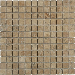 Classic Travertine Noce Polished Natural Stone Mosaic 300x300mm (MM-TRAN-25P) tile